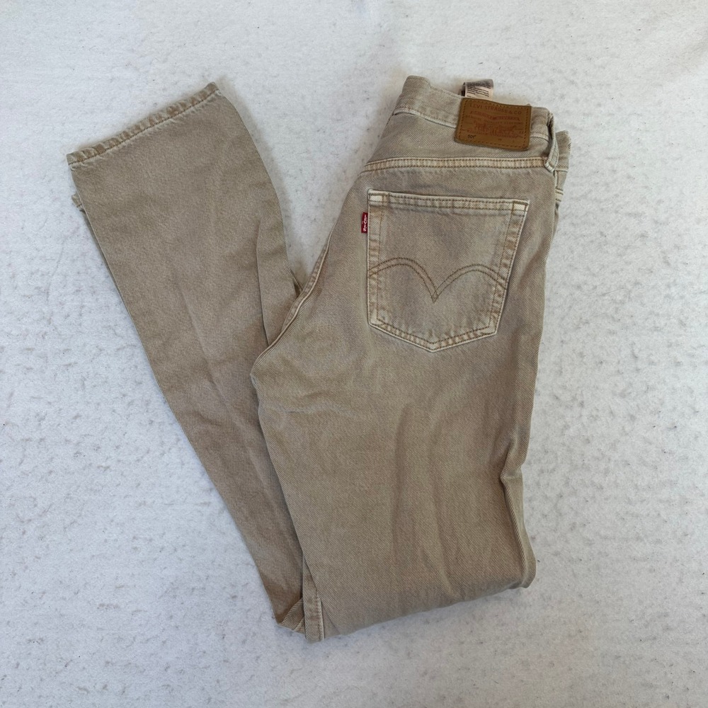 Levi's 501 Original Fit Jeans Womens 27x32 Tan Straight Leg Button Fly